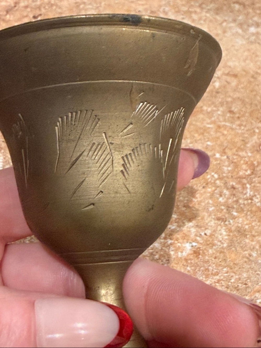 Imported Vintage Hand-Engraved Brass Candlestick Holder – 9.5” Tall - Picture 8 of 11